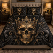 Gothic Crowned Skull Quilt Set mockup 1