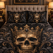 Gothic Crowned Skull Quilt Set mockup 3