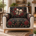 Gothic Skull Rose Sofa Cover, Dark Romantic Couch Protector Gift for Couples