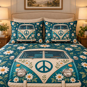 Hippie Peace Van & Daisy Quilt Set mockup 3