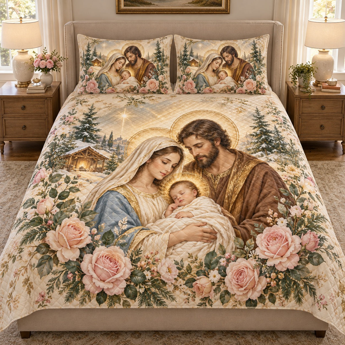 Holy Family Nativity Quilt Set mockup 1