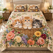 Kittens in a Flower Basket Quilt Set mockup 1