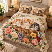 Kittens in a Flower Basket Quilt Set mockup 2