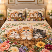 Kittens in a Flower Basket Quilt Set mockup 3