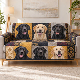 Labrador Retriever Sofa Cover, Dog Patchwork Couch Protector Gift for Pet Lovers