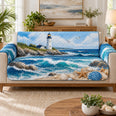 Coastal Lighthouse Sofa Cover, Ocean Wave Couch Protector Gift for Beach Lovers