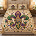 Mardi Gras Fleur-de-Lis Quilt Set – Festive New Orleans Bedding Gift