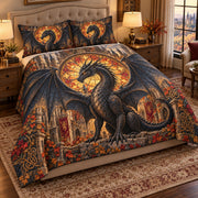 Medieval Dragon Quilt Set mockup 2