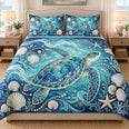 Ocean Sea Turtle Quilt Set, Coastal Bedding Gift for Marine Life Lovers