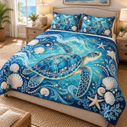 Ocean Sea Turtle Quilt Set mockup 2