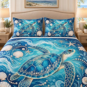 Ocean Sea Turtle Quilt Set mockup 3