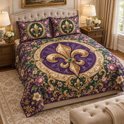 Ornate Floral Fleur-de-Lis Quilt Set mockup 2