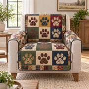 Paw Print Patchwork Sofa Cover mockup 2