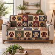 Paw Print Patchwork Sofa Cover mockup 3