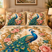 Peacock Rose Garden Quilt Set mockup 3
