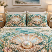 Coastal Pearl Seashell Quilt Set mockup 3