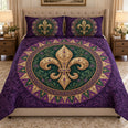 Purple Fleur-de-Lis Quilt Set, Regal New Orleans Bedding Gift