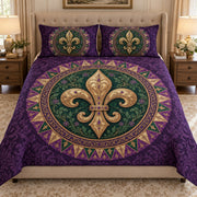 Purple Fleur-de-Lis Quilt Set mockup 1