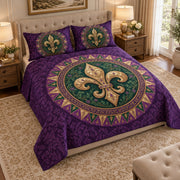 Purple Fleur-de-Lis Quilt Set mockup 2