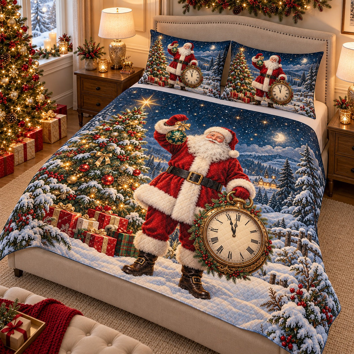 Santa Christmas Countdown Quilt Set mockup 3