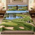 Scenic Golf Course Quilt Set – Green Fairway Bedding Gift for Golf Lovers