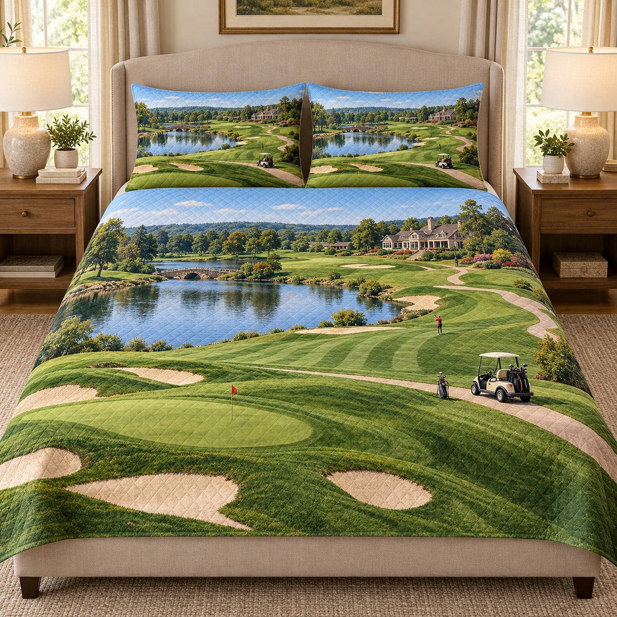 Scenic Golf Course Quilt Set mockup 1