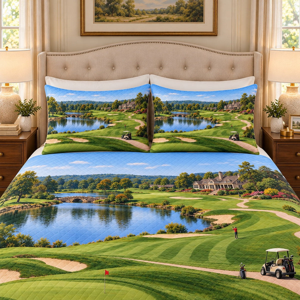Scenic Golf Course Quilt Set mockup 3