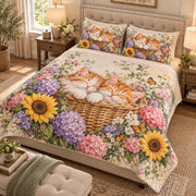 Sleeping Kittens Garden Quilt Set mockup 2