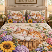 Sleeping Kittens Garden Quilt Set mockup 3
