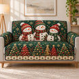 Snowman Family Christmas Sofa Cover, Festive Couch Protector Holiday Gift