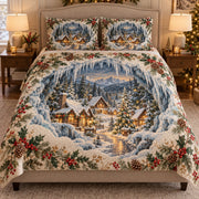Snowy Christmas Village Quilt Set mockup 1