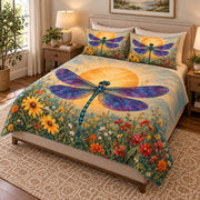 Sunset Dragonfly Meadow Quilt Set mockup 2