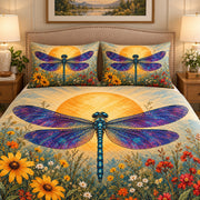Sunset Dragonfly Meadow Quilt Set mockup 3