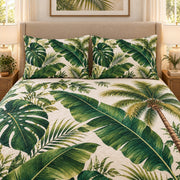 Tropical Monstera Leaf Quilt Set mockup 3