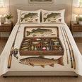 Vintage Fly Fishing Quilt Set, Angler Bedding Gift for Fishermen