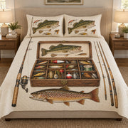 Vintage Fly Fishing Quilt Set mockup 1