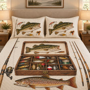 Vintage Fly Fishing Quilt Set mockup 3