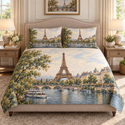 Vintage Paris Eiffel Tower Quilt Set mockup 2