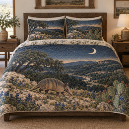 Texas Armadillo Hill Country Quilt Set | Western Bedding Gift for Wildlife Lovers