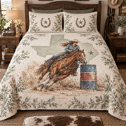 Texas barrel racing quilt set, front view