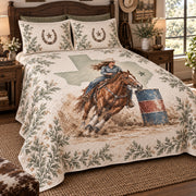 Texas barrel racing quilt set, left angled view