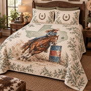 Texas barrel racing quilt set, right angled view