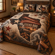 Texas BBQ brisket quilt set, right angled view