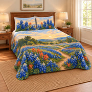 Left view of Texas Bluebonnet Meadow Quilt Set