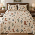 Texas Cities Western Icons Quilt Set | Bedding Gift for Texas Lovers