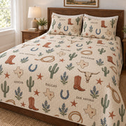 Texas cities western icons quilt set left angle
