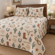 Texas cities western icons quilt set right angle