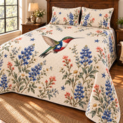 Texas flag hummingbird and airy bluebonnet quilt right angle