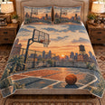 Basketball Quilt Set, Basketball City Rooftop, Gift for Basketball Fans