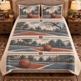 Basketball Quilt Set, Court Corner Windows, Gift for Basketball Fans